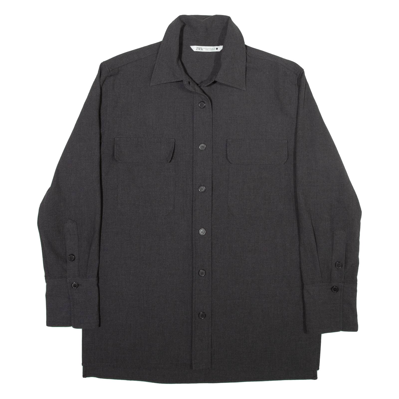 ZARA Womens Plain Shirt Grey Long Sleeve XS