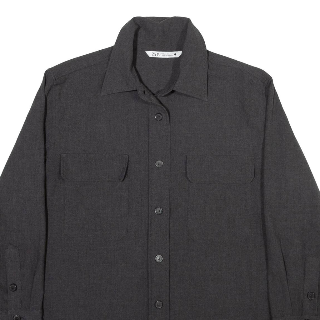 ZARA Womens Plain Shirt Grey Long Sleeve XS