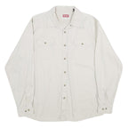WRANGLER Mens Cream Cotton Shirt L Long Sleeve Button Front Pockets Classic