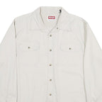WRANGLER Mens Cream Cotton Shirt L Long Sleeve Button Front Pockets Classic