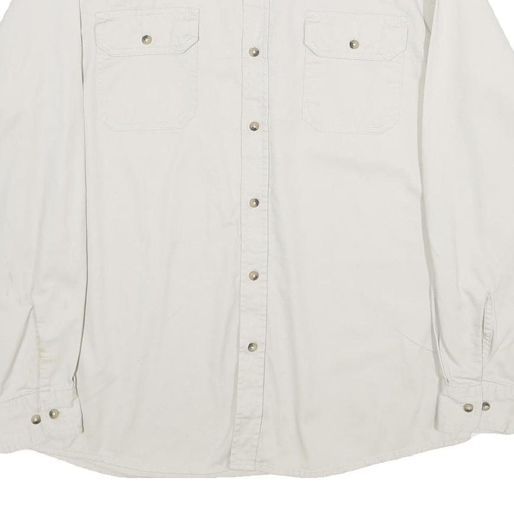 WRANGLER Mens Cream Cotton Shirt L Long Sleeve Button Front Pockets Classic