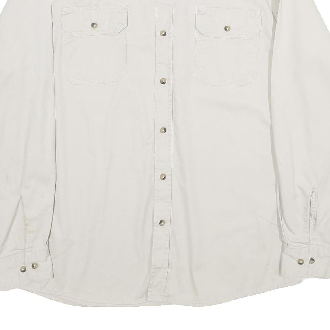 WRANGLER Mens Cream Cotton Shirt L Long Sleeve Button Front Pockets Classic