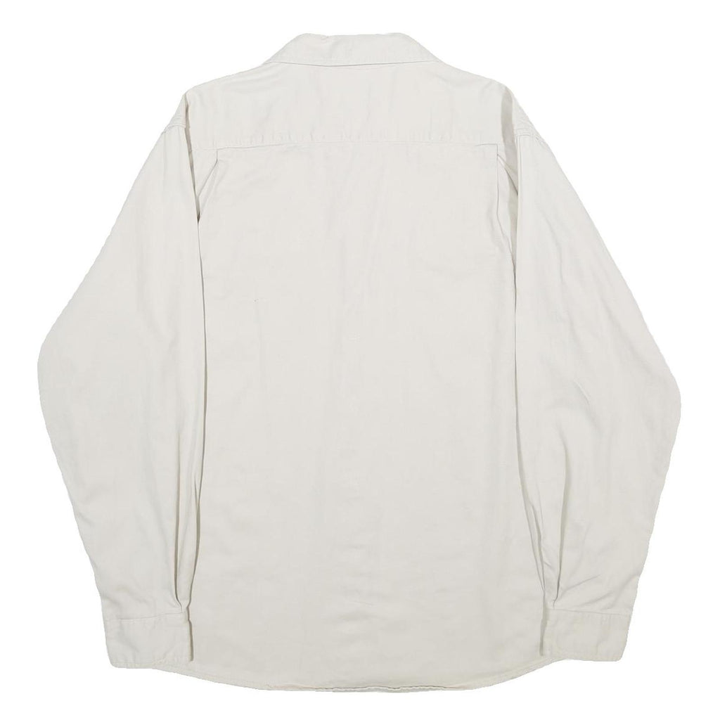 WRANGLER Mens Cream Cotton Shirt L Long Sleeve Button Front Pockets Classic