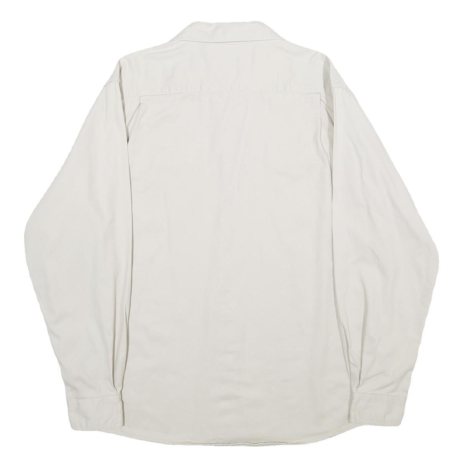 WRANGLER Mens Cream Cotton Shirt L Long Sleeve Button Front Pockets Classic