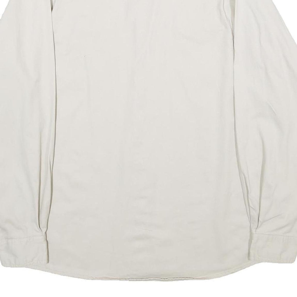 WRANGLER Mens Cream Cotton Shirt L Long Sleeve Button Front Pockets Classic