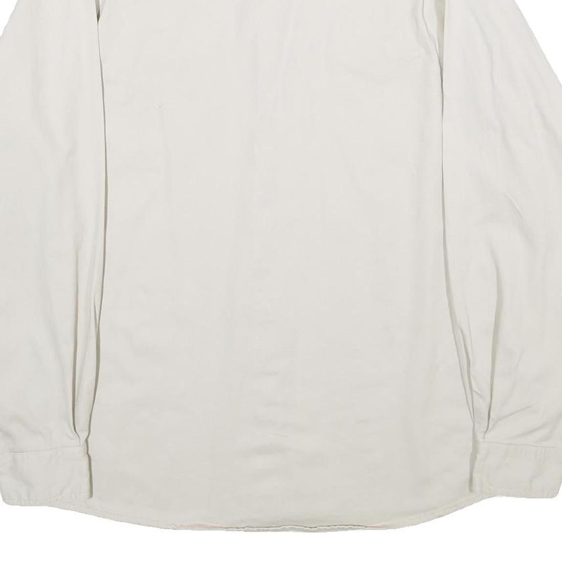 WRANGLER Mens Cream Cotton Shirt L Long Sleeve Button Front Pockets Classic