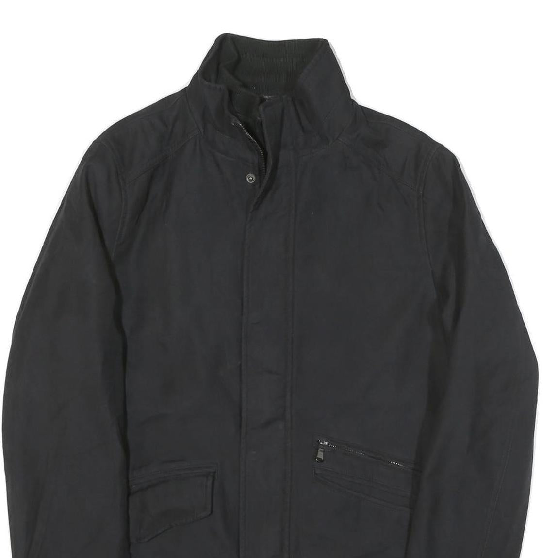 CALVIN KLEIN Mens Black Cotton Blend Zip Jacket M Plain Classic Casual Outerwear