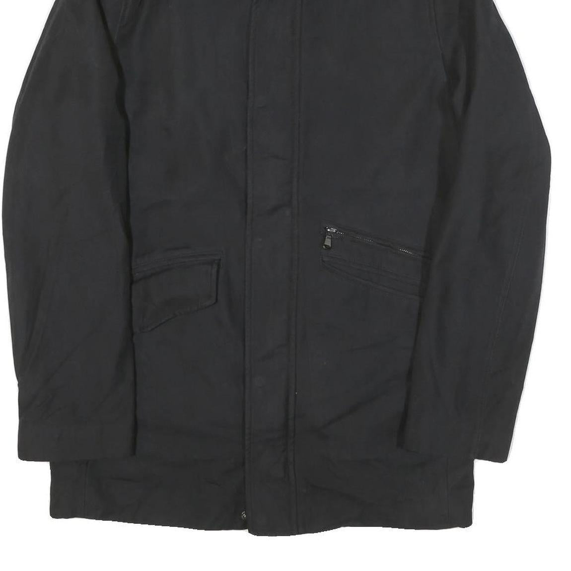 CALVIN KLEIN Mens Black Cotton Blend Zip Jacket M Plain Classic Casual Outerwear