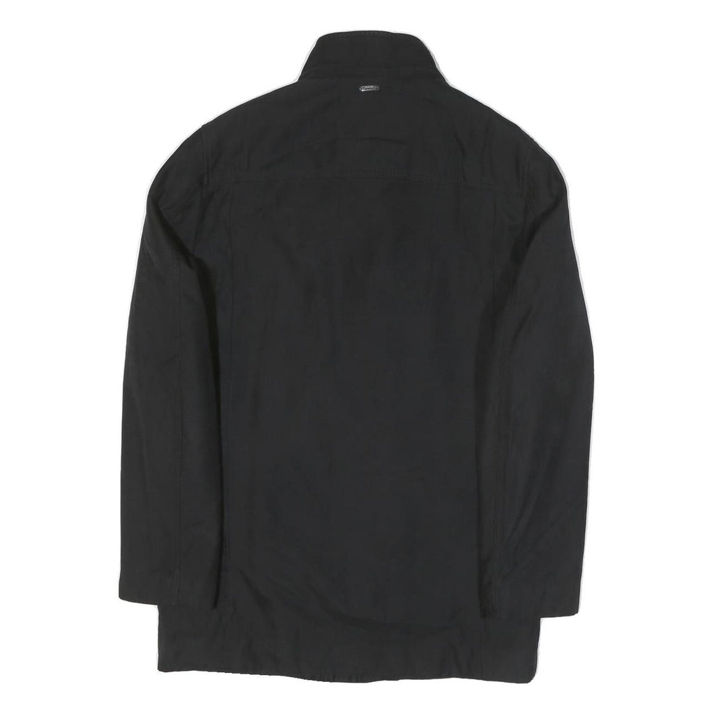 CALVIN KLEIN Mens Black Cotton Blend Zip Jacket M Plain Classic Casual Outerwear