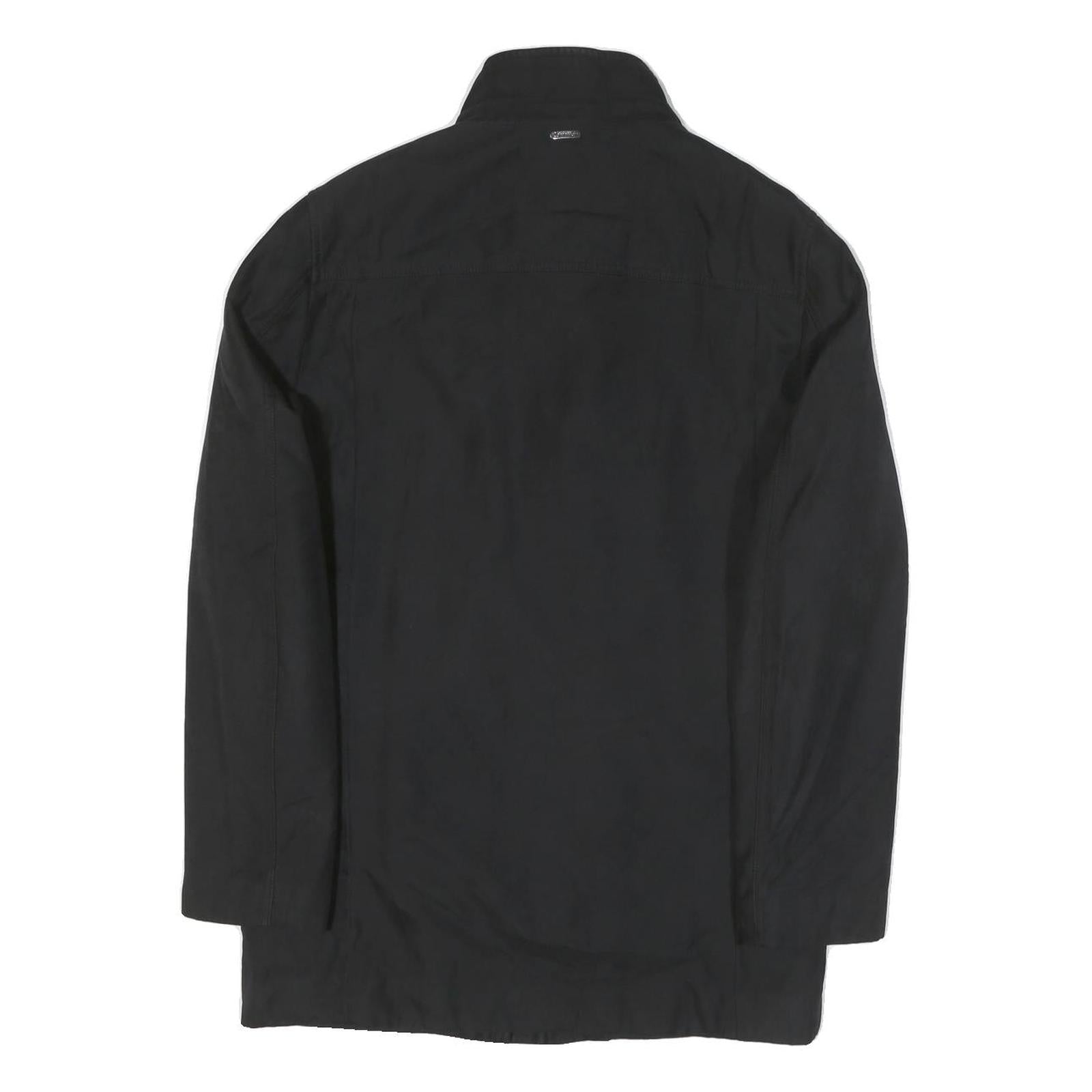 CALVIN KLEIN Mens Black Cotton Blend Zip Jacket M Plain Classic Casual Outerwear