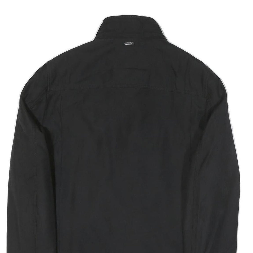 CALVIN KLEIN Mens Black Cotton Blend Zip Jacket M Plain Classic Casual Outerwear