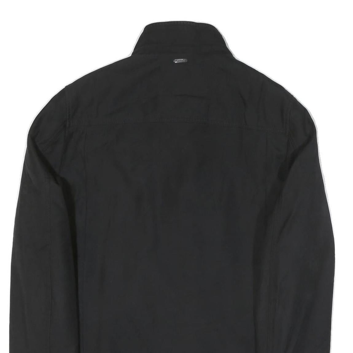 CALVIN KLEIN Mens Black Cotton Blend Zip Jacket M Plain Classic Casual Outerwear