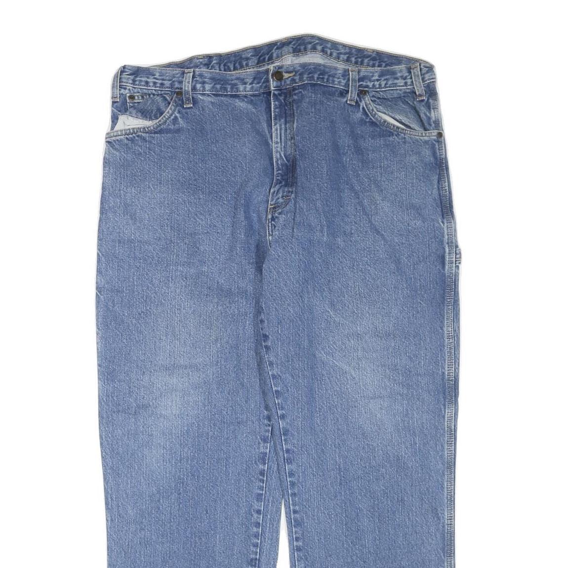 DICKIES Mens Regular Fit Blue Denim Jeans W42 L32 Workwear Casual Cotton Blend