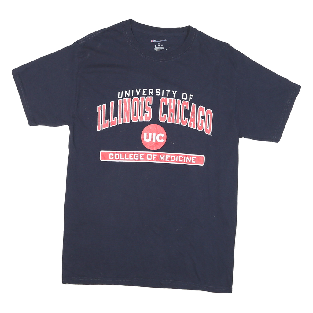 CHAMPION Mens Navy Blue University Of Illinois Chicago Graphic T-Shirt M Short
