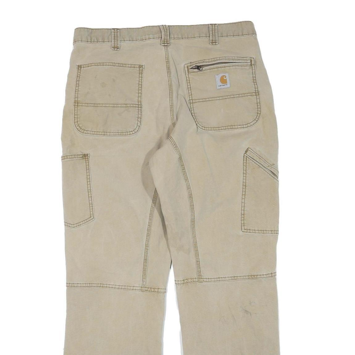 CARHARTT Mens Cotton Blend Beige Regular Fit Straight Trousers W36 L32 Workwear