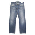 DIESEL Mens Regular Blue Denim Jeans W33 L31 Button Closure Classic Fit Straight
