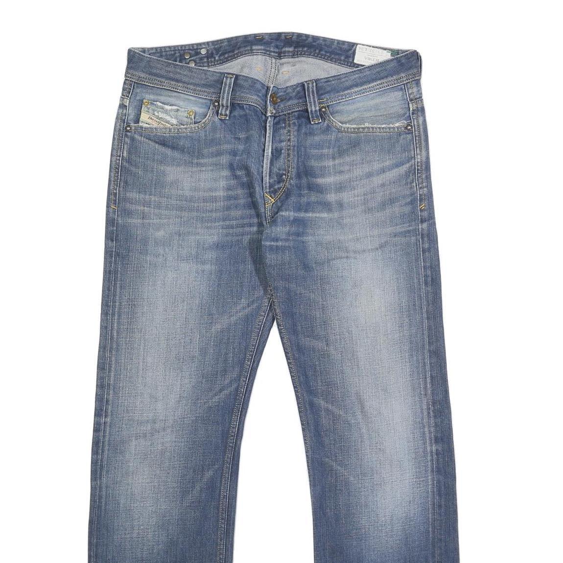 DIESEL Mens Regular Blue Denim Jeans W33 L31 Button Closure Classic Fit Straight