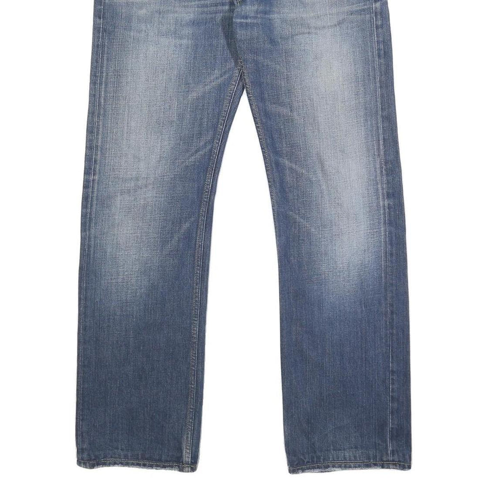 DIESEL Mens Regular Blue Denim Jeans W33 L31 Button Closure Classic Fit Straight