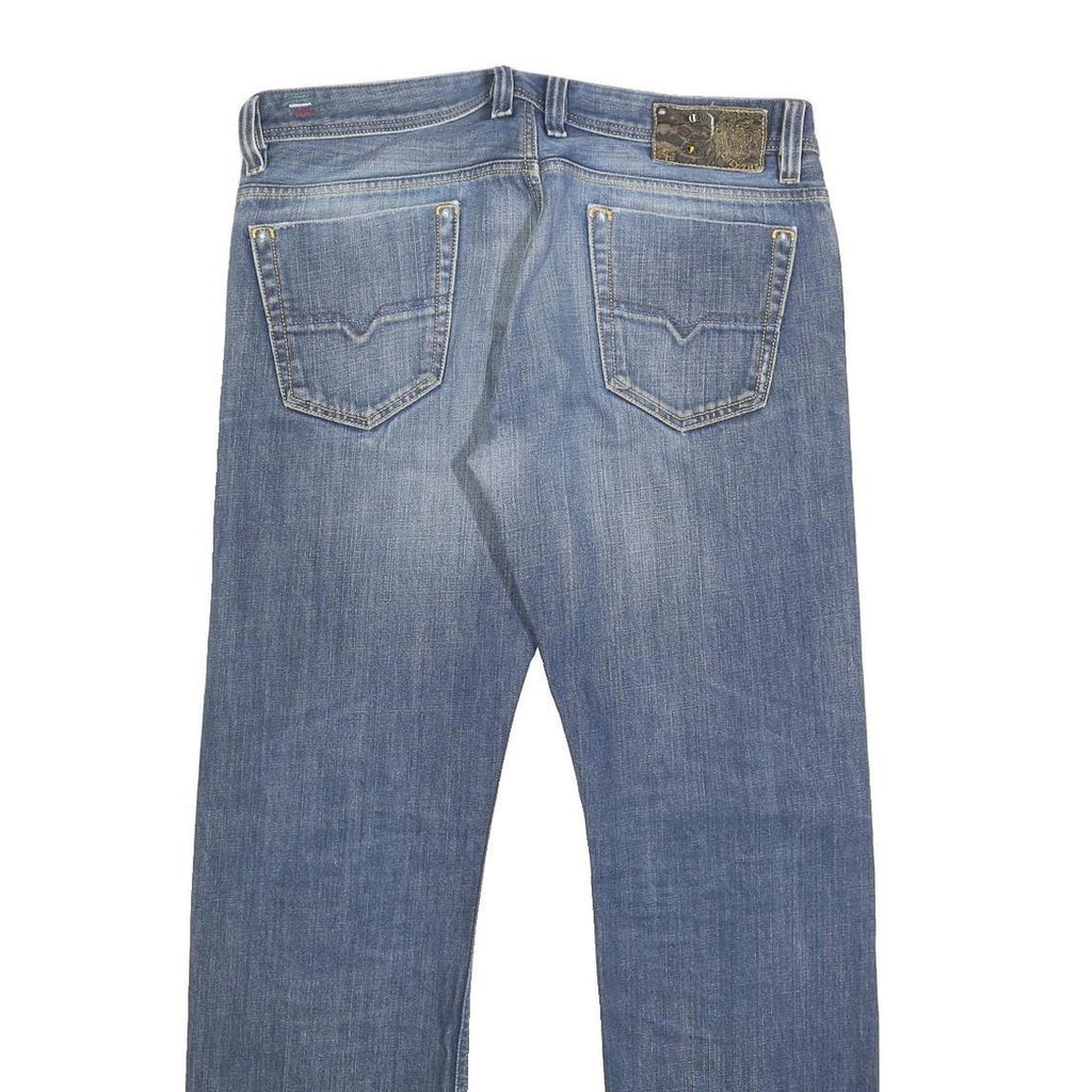 DIESEL Mens Regular Blue Denim Jeans W33 L31 Button Closure Classic Fit Straight