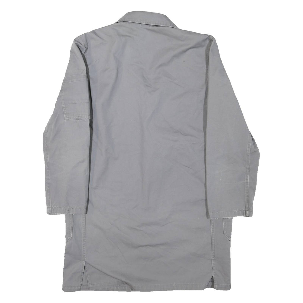 Mens Grey Cotton Classic Jacket L Button Closure Plain Workwear Utility