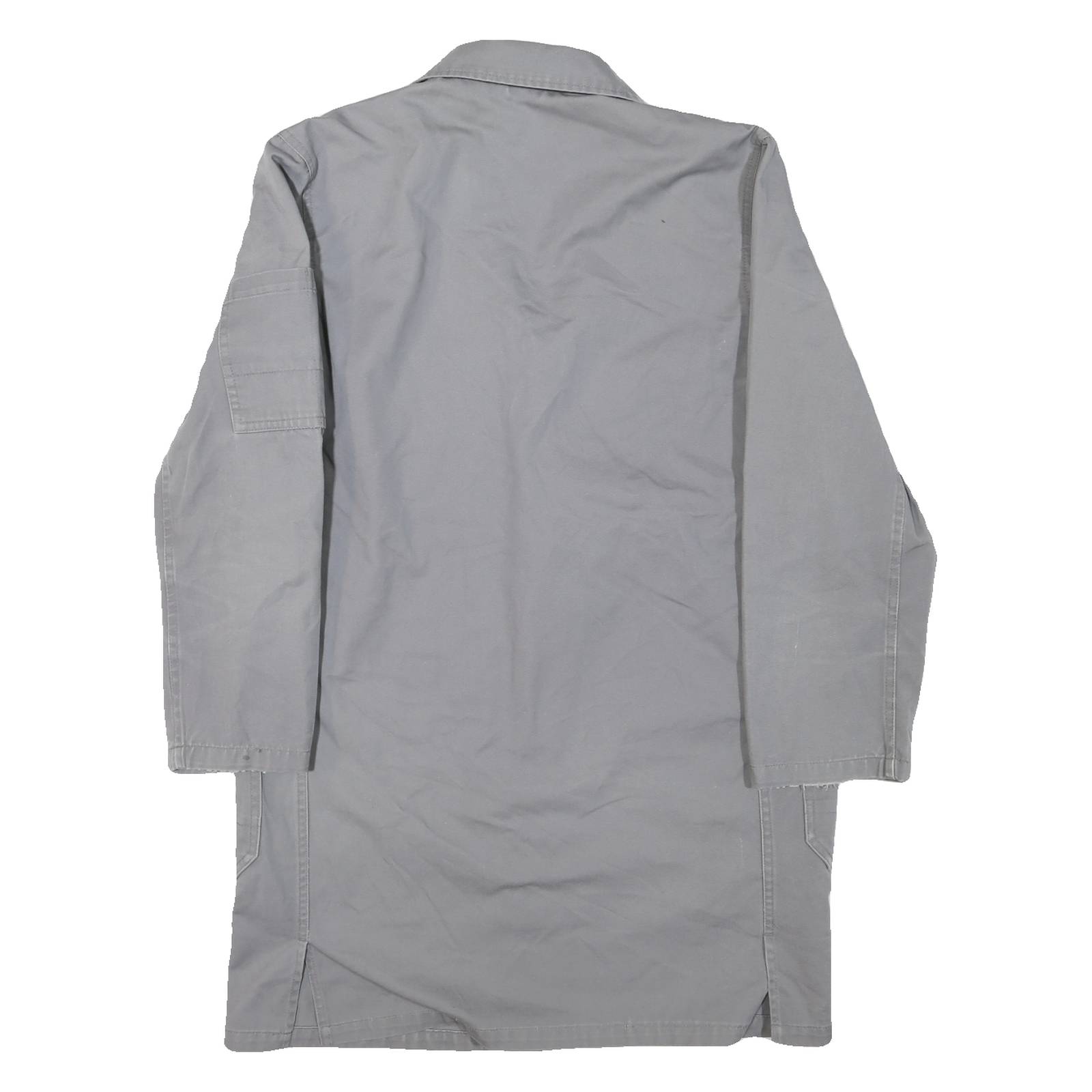 Mens Grey Cotton Classic Jacket L Button Closure Plain Workwear Utility