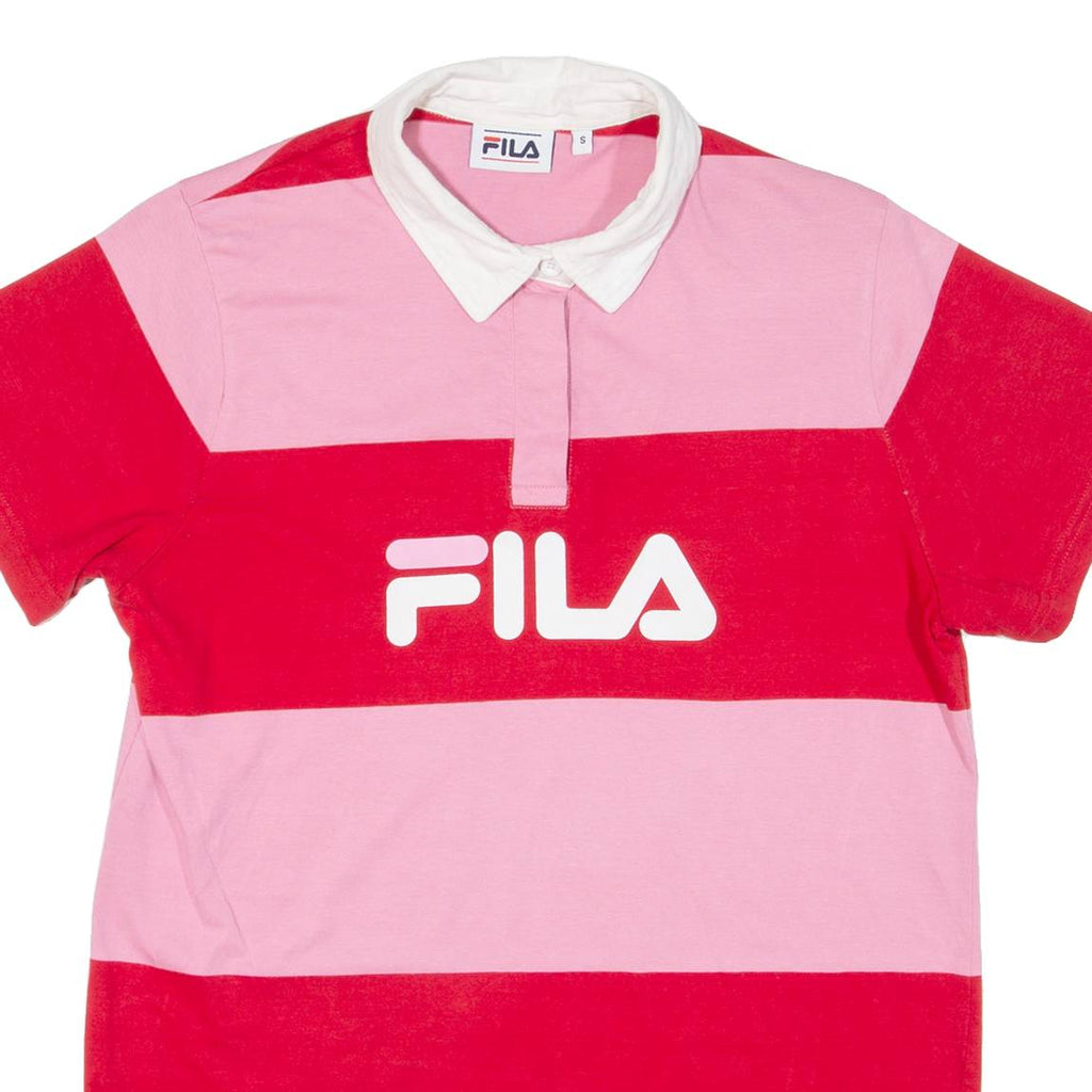 FILA Mens Polo Shirt Pink Striped S