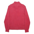 TOMMY HILFIGER Mens Red Quarter Zip Patterned Jumper Crew Neck Cotton Blend L