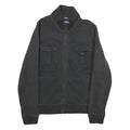 TOMMY HILFIGER Mens Black Cotton Zip Jacket S Ribbed Collar Casual Outerwear