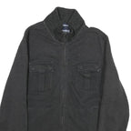 TOMMY HILFIGER Mens Black Cotton Zip Jacket S Ribbed Collar Casual Outerwear