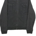 TOMMY HILFIGER Mens Black Cotton Zip Jacket S Ribbed Collar Casual Outerwear