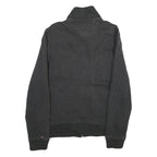 TOMMY HILFIGER Mens Black Cotton Zip Jacket S Ribbed Collar Casual Outerwear