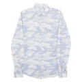 CALVIN KLEIN Mens Shirt White Crazy Pattern Long Sleeve S