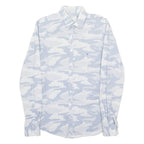 CALVIN KLEIN Mens Shirt White Crazy Pattern Long Sleeve S