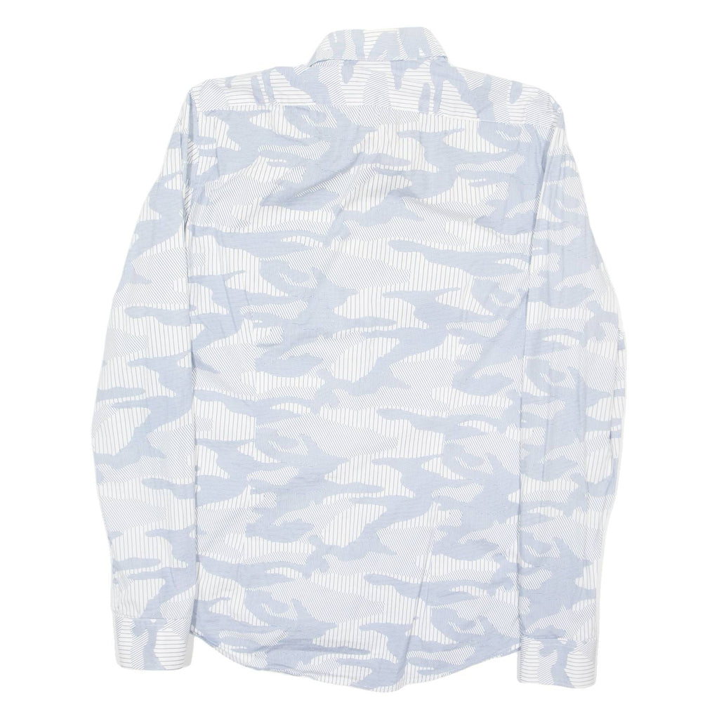 CALVIN KLEIN Mens Shirt White Crazy Pattern Long Sleeve S