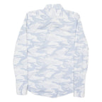 CALVIN KLEIN Mens Shirt White Crazy Pattern Long Sleeve S