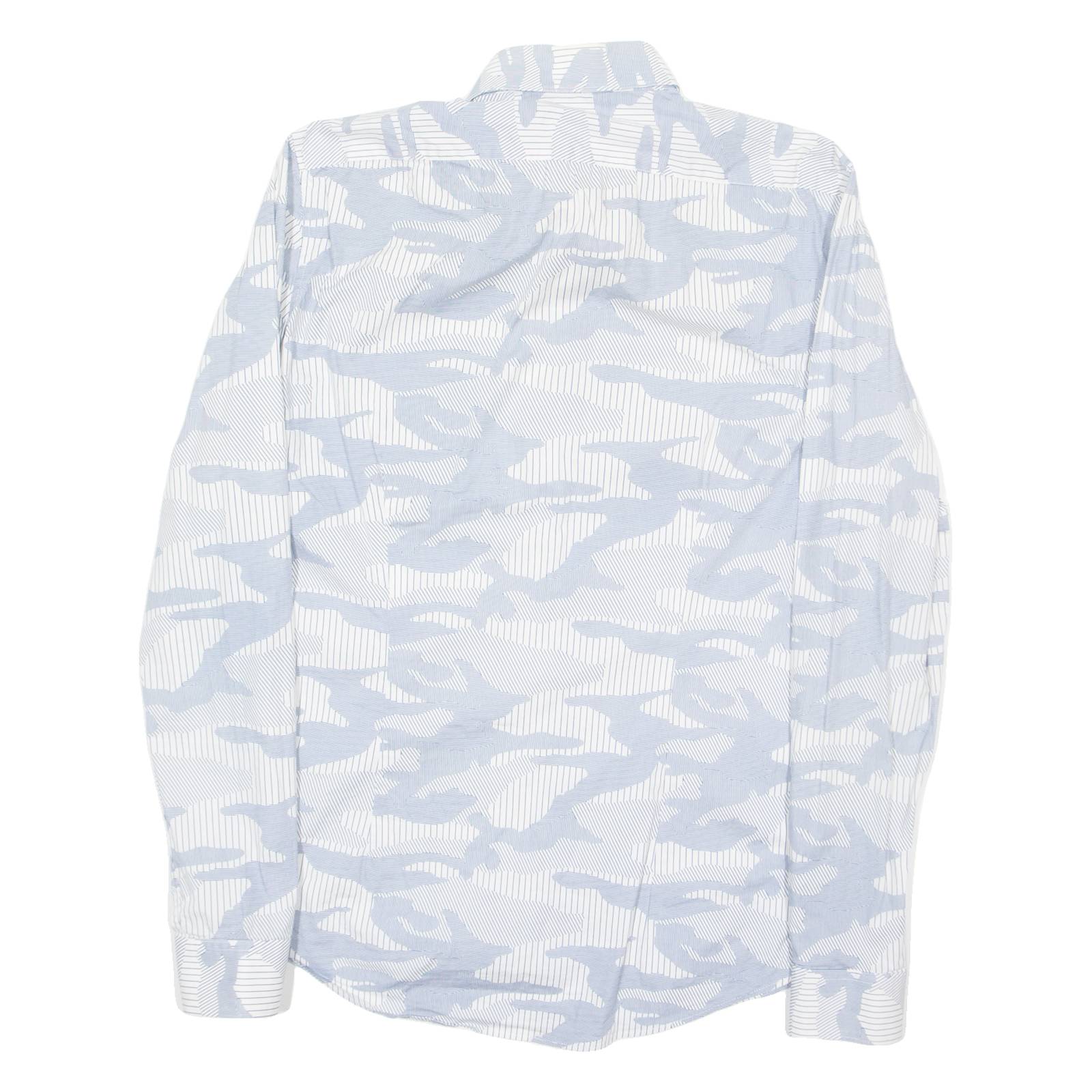 CALVIN KLEIN Mens Shirt White Crazy Pattern Long Sleeve S