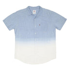 LEVI'S Mens Blue & White Cotton Blend Short Sleeve Shirt L Casual Summer Button