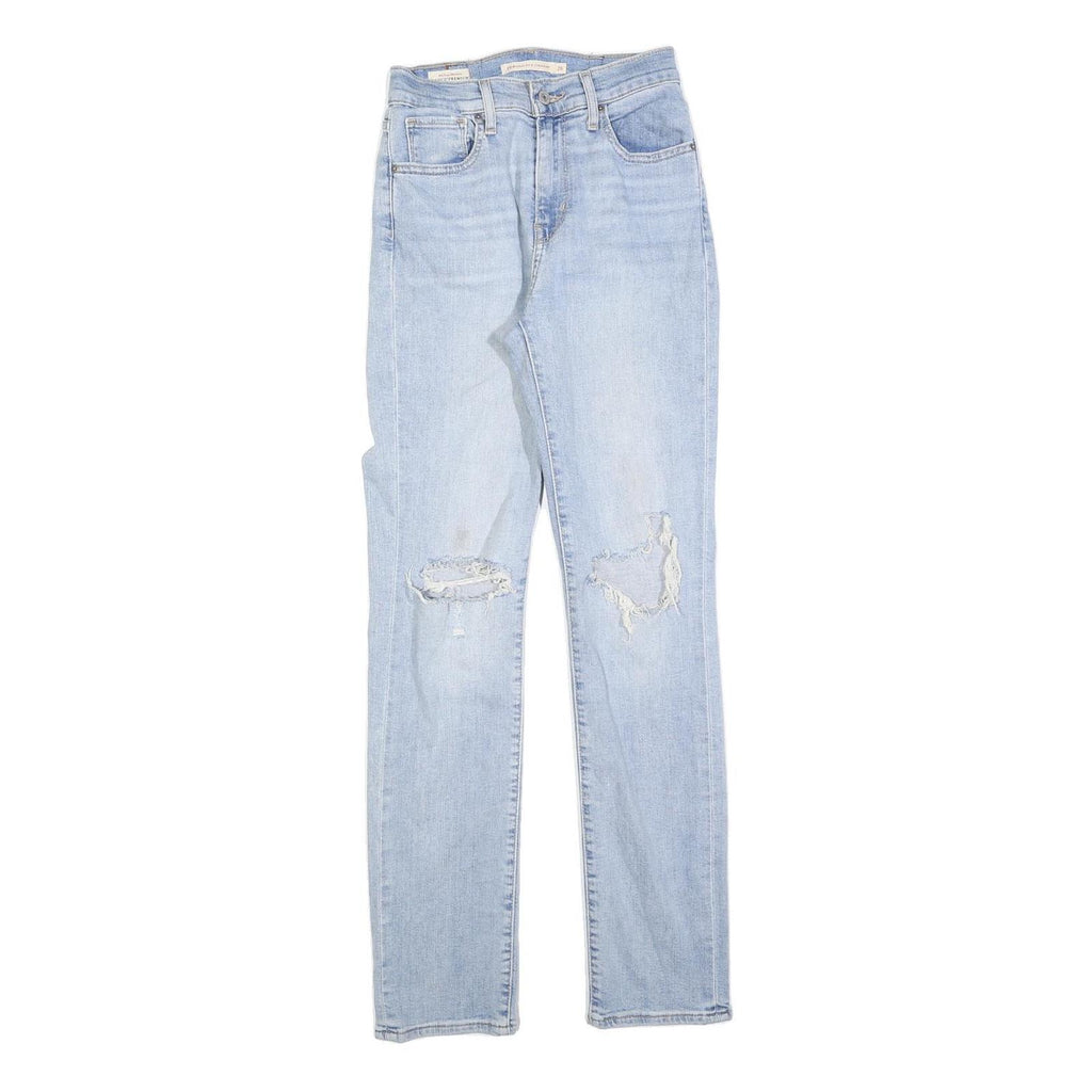 LEVI'S 724 Womens Jeans Light Blue Slim Straight Denim W26 L30 Ripped Distressed