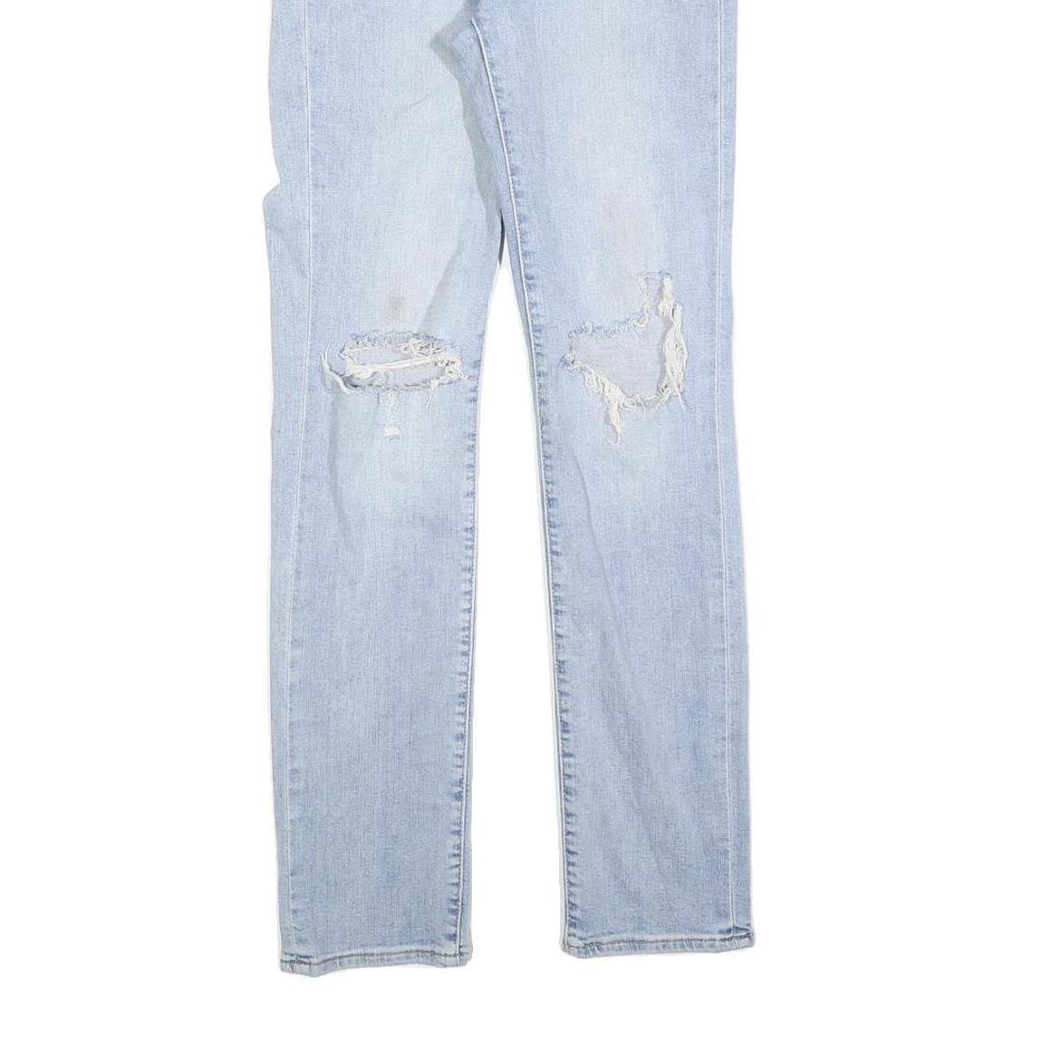 LEVI'S 724 Womens Jeans Light Blue Slim Straight Denim W26 L30 Ripped Distressed