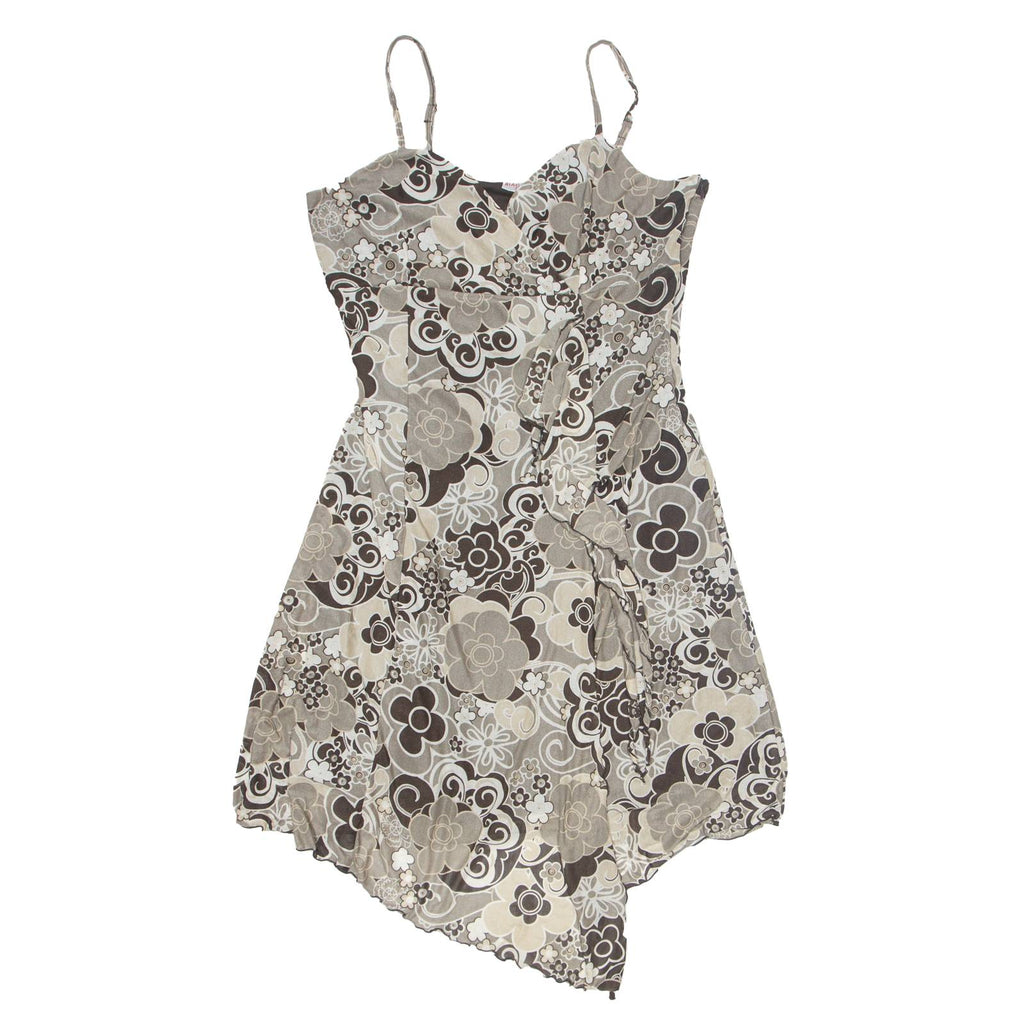 BIAGGINI Womens Fit & Flare Dress Grey Floral Sleeveless Knee Length 2XL