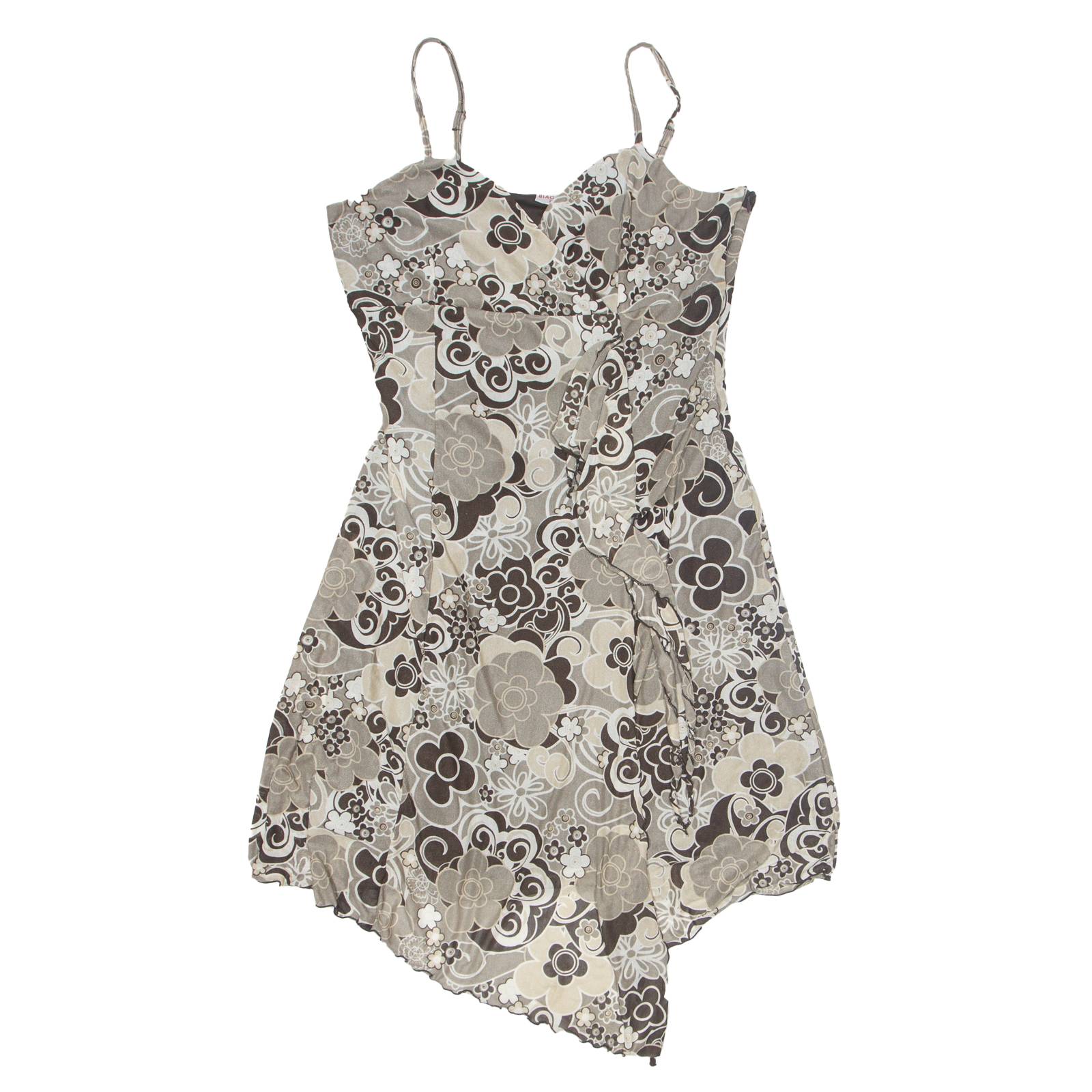 BIAGGINI Womens Fit & Flare Dress Grey Floral Sleeveless Knee Length 2XL
