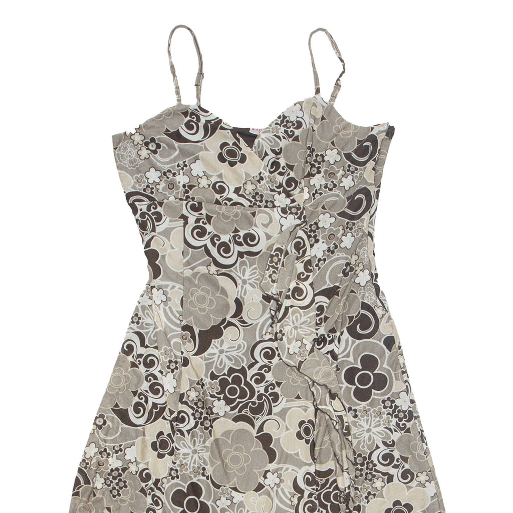 BIAGGINI Womens Fit & Flare Dress Grey Floral Sleeveless Knee Length 2XL