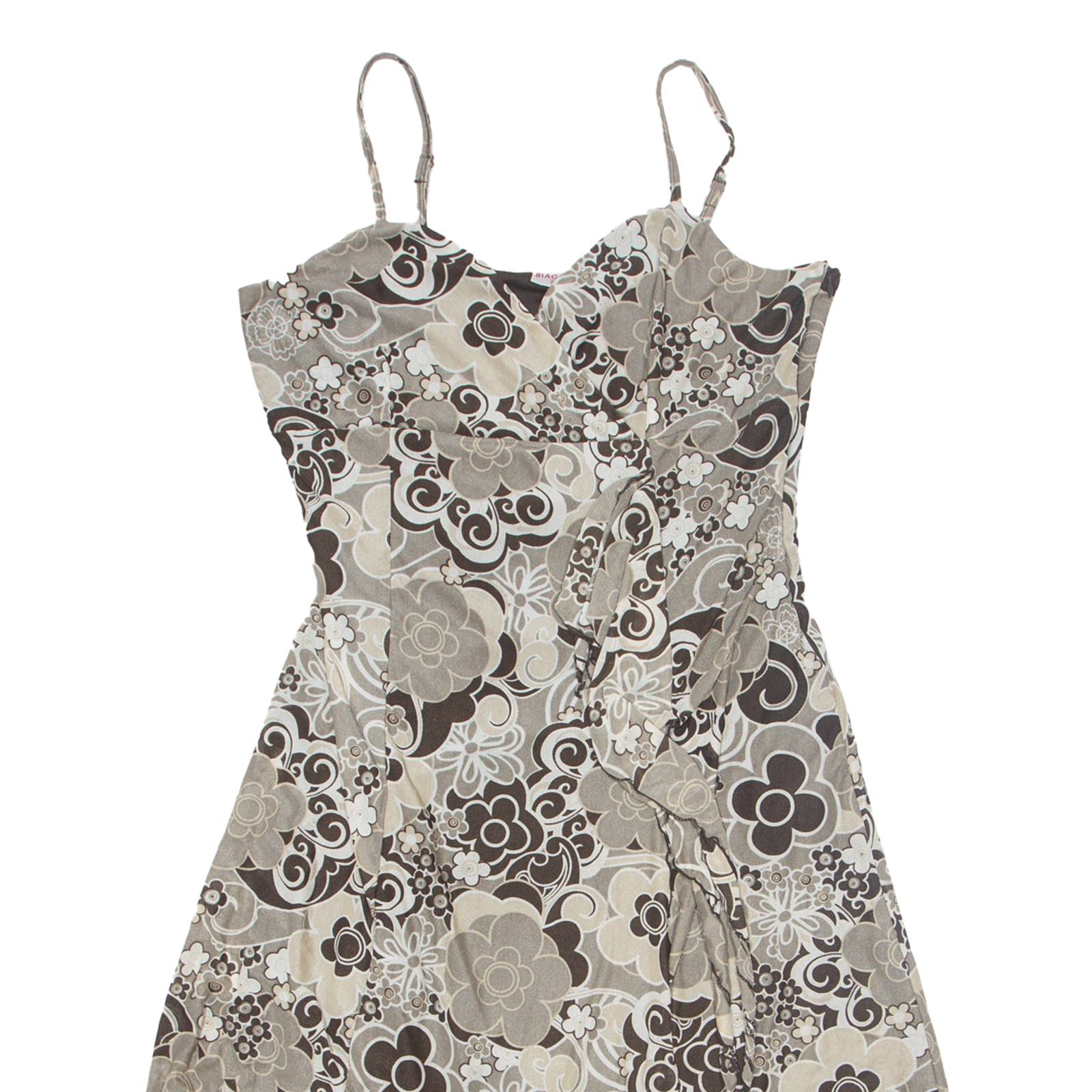 BIAGGINI Womens Fit & Flare Dress Grey Floral Sleeveless Knee Length 2XL