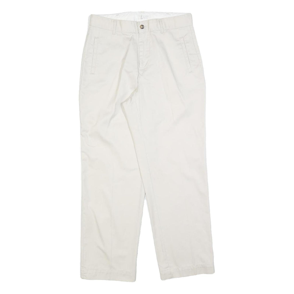 CHRISTOPHER & BANKS Womens Cotton Blend Relaxed Beige Trousers W28 L28 Casual