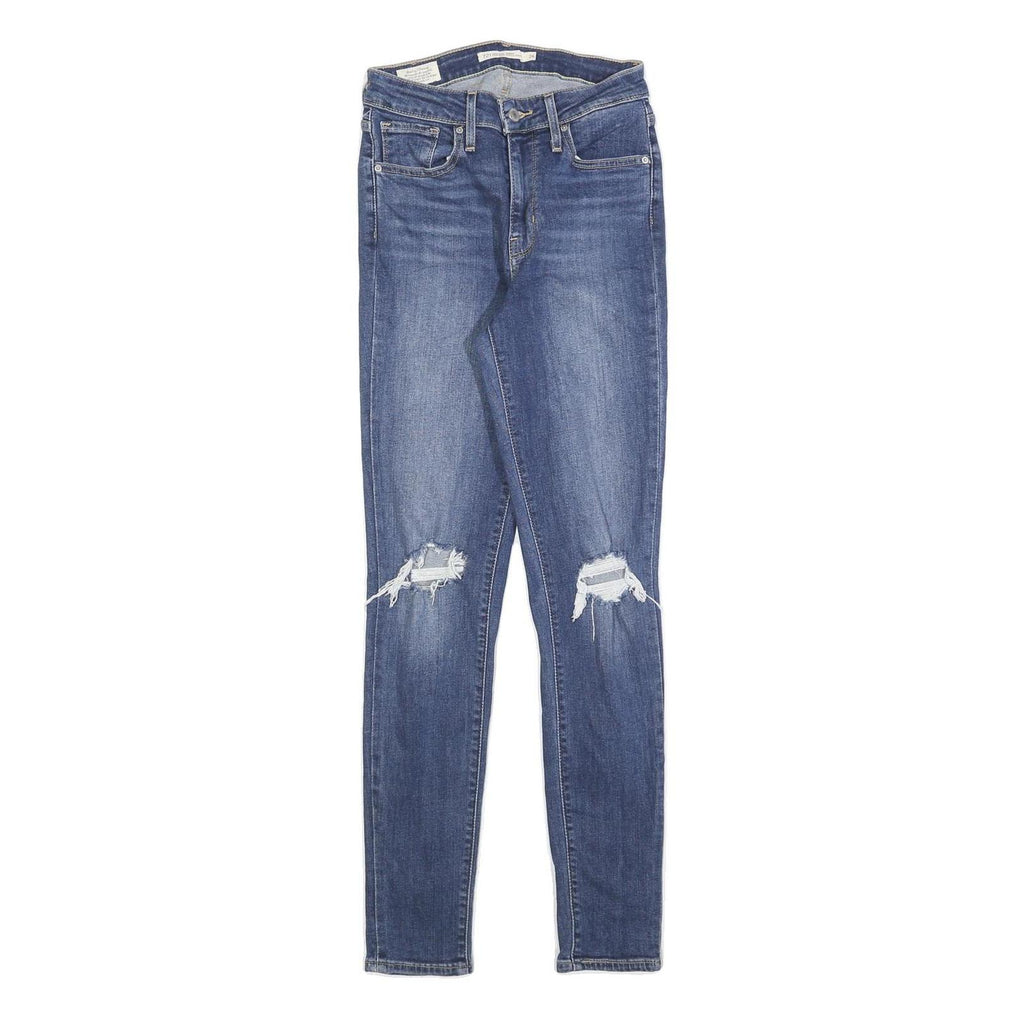 LEVI'S 721 Womens Jeans Blue Slim Skinny Denim Medium W26 L30 Distressed