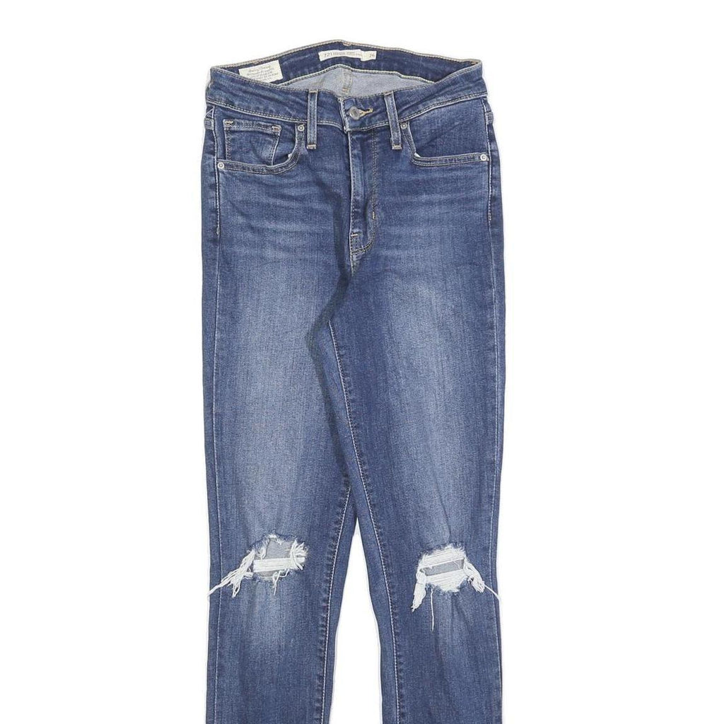 LEVI'S 721 Womens Jeans Blue Slim Skinny Denim Medium W26 L30 Distressed
