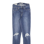 LEVI'S 721 Womens Jeans Blue Slim Skinny Denim Medium W26 L30 Distressed