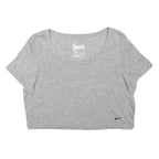 NIKE Womens Grey Scoop Neck Crop T-Shirt S Cotton Blend Casual Athletic