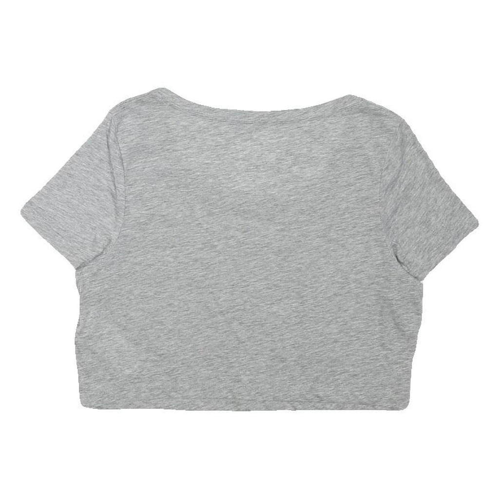 NIKE Womens Grey Scoop Neck Crop T-Shirt S Cotton Blend Casual Athletic