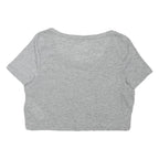 NIKE Womens Grey Scoop Neck Crop T-Shirt S Cotton Blend Casual Athletic